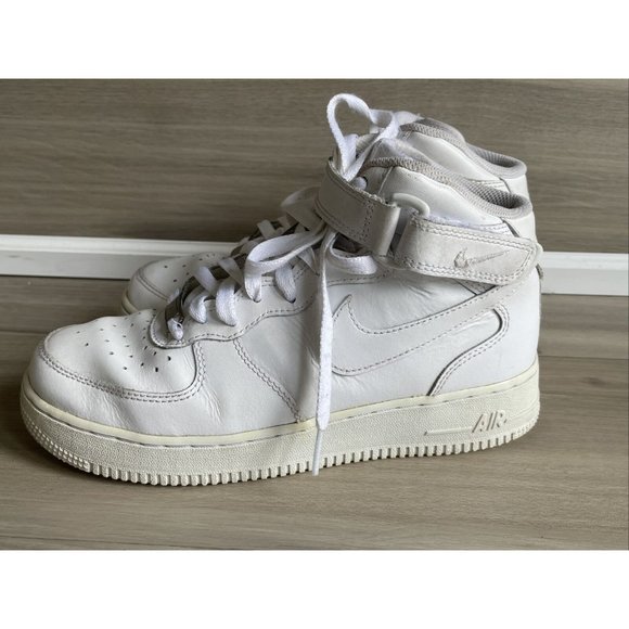 Nike Air Force 1 Mid Sneakers GS Triple White 314195-113 Youth 6Y‎ / Womens 7.5 - Picture 13 of 13